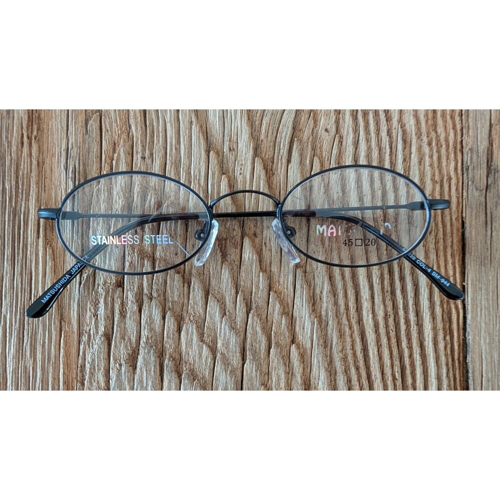 Matsushida Japanese Black Stainless Steel Full Rim Oval Eyeglasses Frame Only - Picture 1 of 16